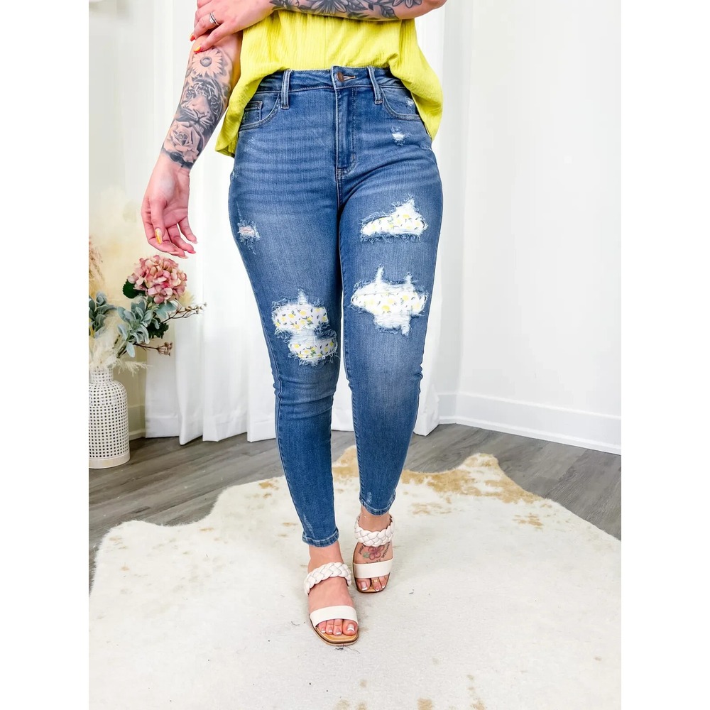 Judy Blue Skinny Lemon Patch Jeans high waisted SKINNY Size‎ 16W 16 W  NEW - Picture 4 of 4